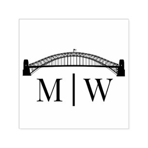 Sydney Bridge Simple Couple Wedding 2 Initial Self-inking Stamp