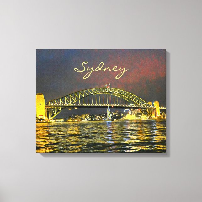 Sydney by night Harbour Bridge Australia travel Canvas Print (Front)