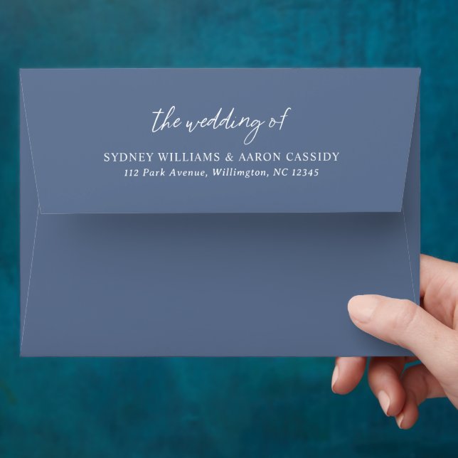 Sydney Dusty Blue Modern Wedding Envelope (Hand)