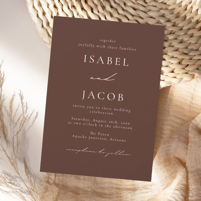 SYDNEY Espresso Minimal Wedding  Invitation (Creator Uploaded)