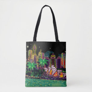 Sydney Harbor Black Sky by Sequin Dreams Studio Tote Bag