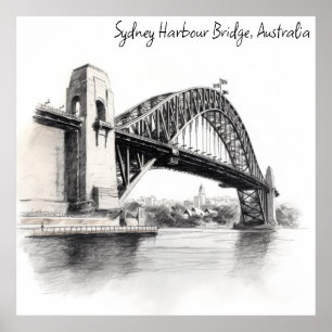 Sydney Harbor Bridge sketch Poster