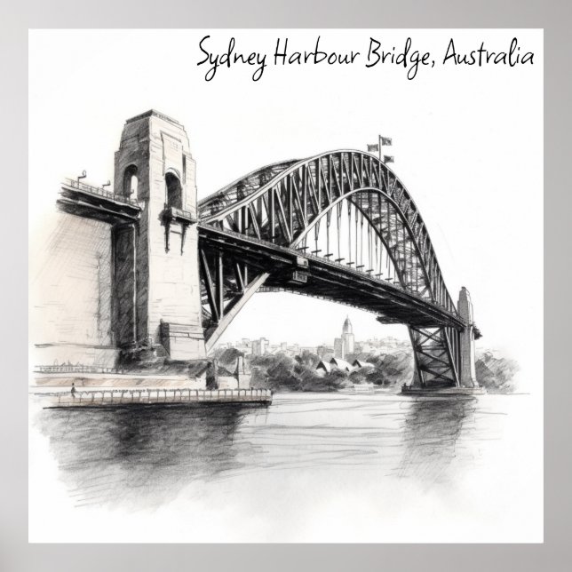 Sydney Harbor Bridge sketch Poster (Front)