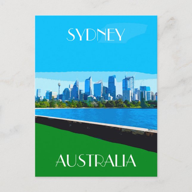 Sydney Harbor Vintage Travel Art Postcard (Front)