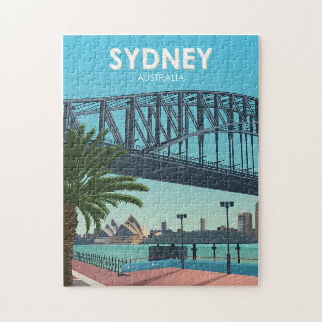 Sydney Harbour Australia Vintage Travel Jigsaw Puzzle (Vertical)