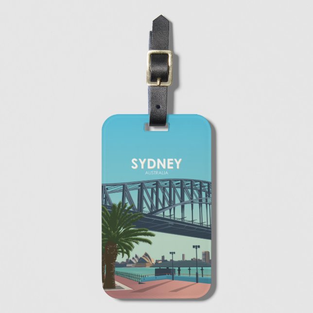 Sydney Harbour Australia Vintage Travel Luggage Tag (Front Vertical)