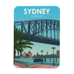Sydney Harbour Australia Vintage Travel Magnet