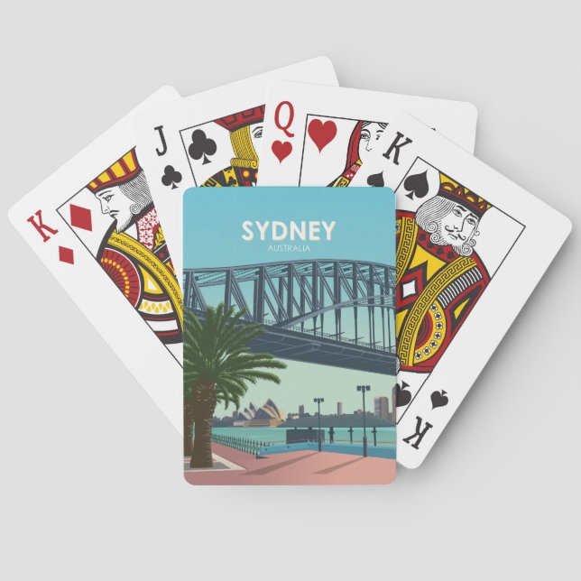 Sydney Harbour Australia Vintage Travel Playing Cards (Back)