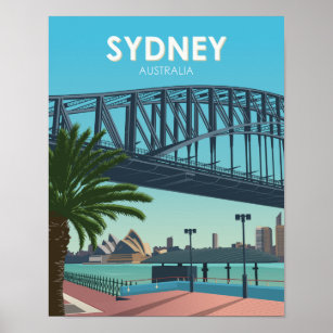 Sydney Harbour Australia Vintage Travel Poster