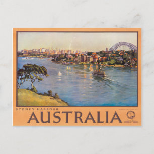 Sydney Harbour Australia Vintage Travel Poster Postcard