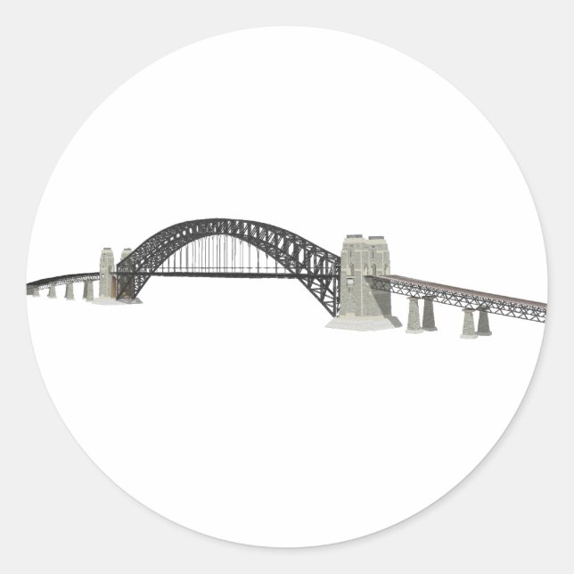 Sydney Harbour Bridge: 3D Model: Classic Round Sticker (Front)
