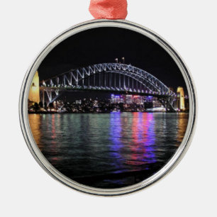 Sydney Harbour Bridge at Night Metal Tree Decoration