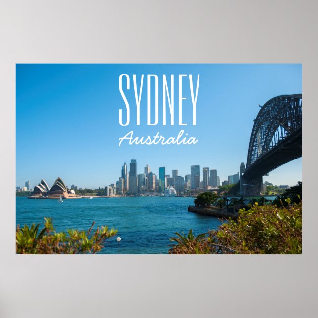 Sydney Harbour Bridge & Opera House Skyline Poster (Front)