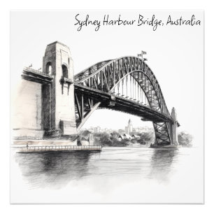 Sydney Harbour Bridge sketch Photo Print