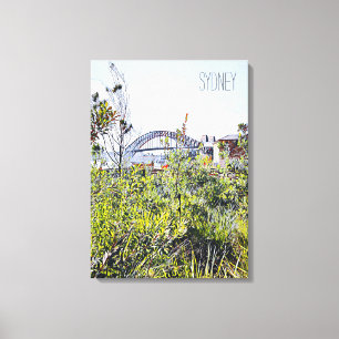 Sydney Harbour Bridge with native plants Canvas Print