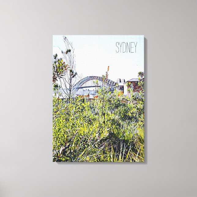 Sydney Harbour Bridge with native plants Canvas Print (Front)