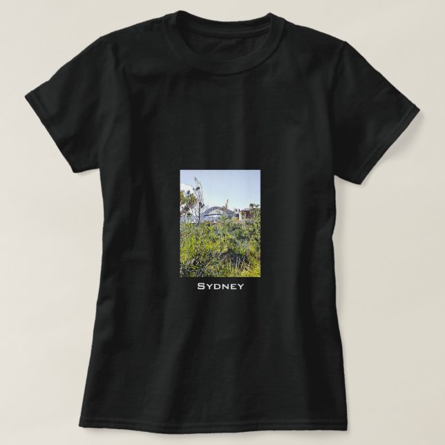 Sydney Harbour Bridge with native plants T-Shirt (Design Front)
