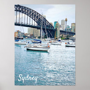 Sydney Harbour Bridge with yachts Poster