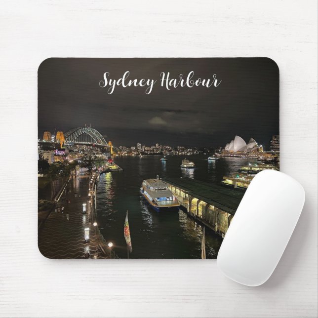 Sydney Harbour by Night, Australia, Photo Mouse Mat (With Mouse)