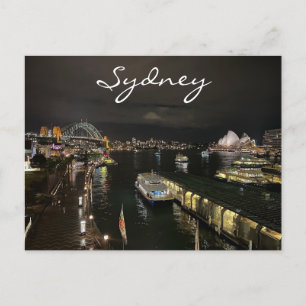 Sydney Harbour by Night, Australia, Photo Postcard