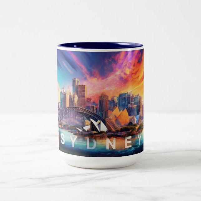 Sydney Harbour City  Two-Tone Coffee Mug (Center)