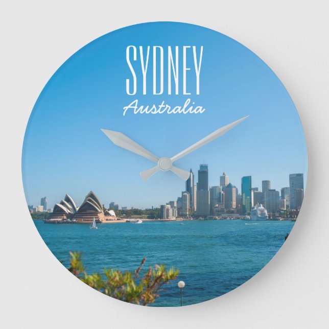Sydney Harbour Opera House City Skyline Australia Large Clock (Front)
