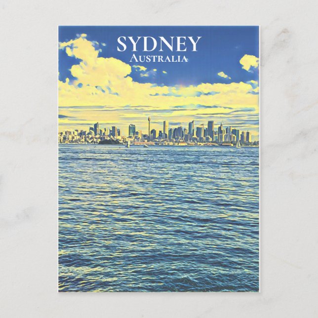 Sydney Harbour skyline digital art travel Postcard (Front)