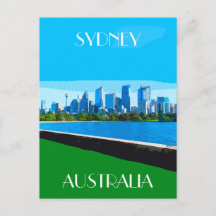 Sydney Harbour Vintage Travel Art Postcard