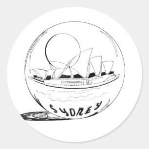 Sydney in a glass globe classic round sticker