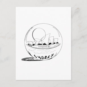 Sydney in a glass globe postcard