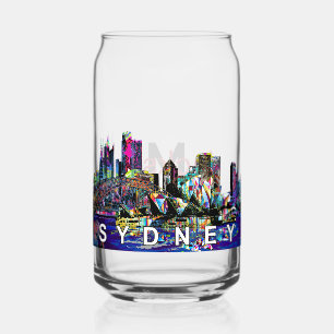 Sydney in graffiti with monogram can glass