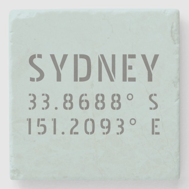 Sydney Latitude Longitude Stone Coaster (Front)