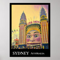 Sydney Luna Park funpark vintage travel wall decor