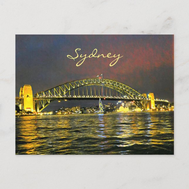 Sydney night Harbour Bridge Australia travel Postcard (Front)