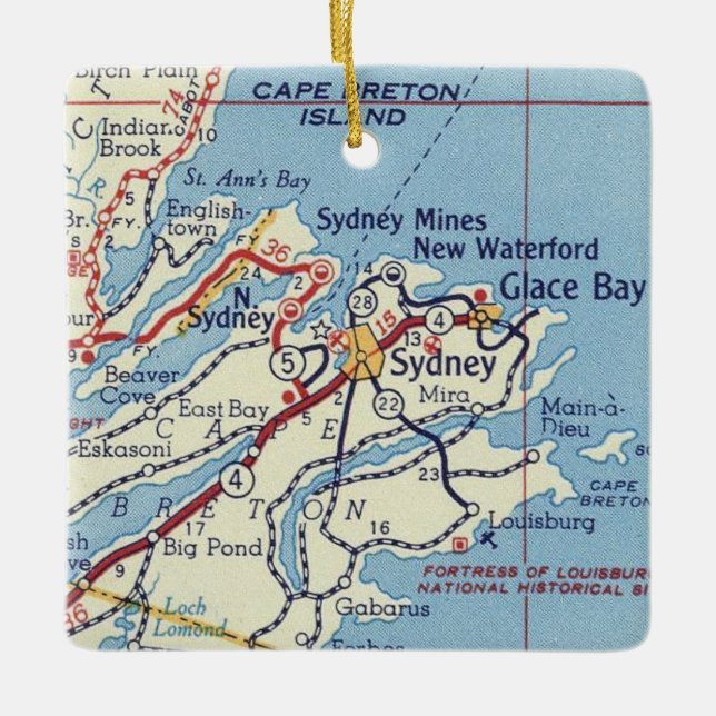 Sydney NS Vintage Map Ceramic Ornament (Front)