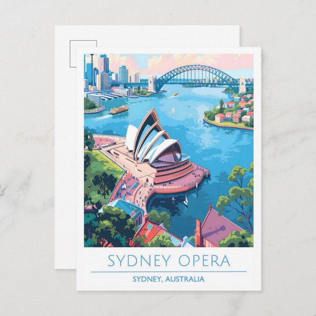 Sydney Opera Australia Art Vintage Travel  Postcard (Front/Back)