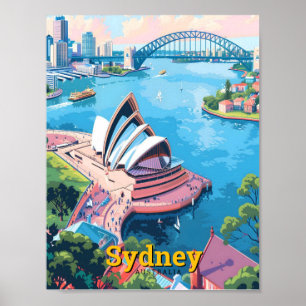 Sydney Opera Australia Art Vintage Travel Poster