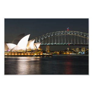 Sydney Opera house and bridge at dusk, Australia Photo Print