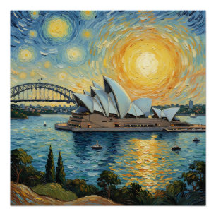 Sydney Opera House and Harbor Bridge painting Poster