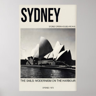 Sydney Opera House Art Print Black & White Vintage
