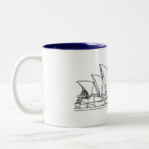 Sydney Opera House Australia drawing sketch Two-Tone Coffee Mug