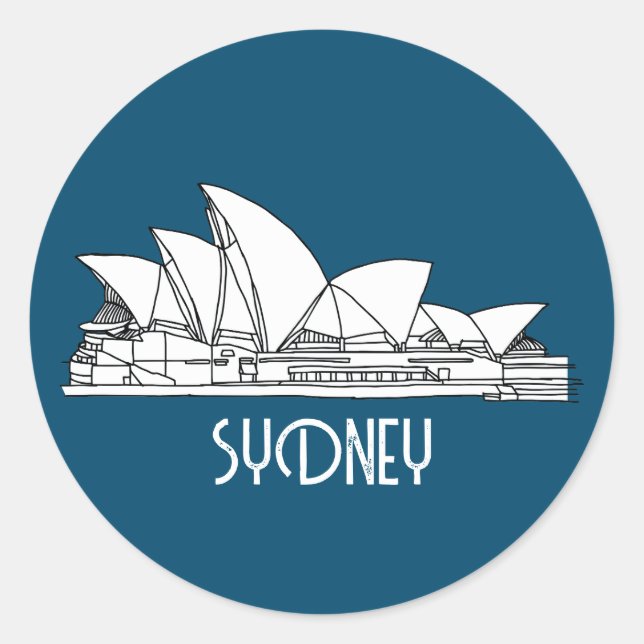 Sydney Opera House Australia drawing souvenir Classic Round Sticker (Front)