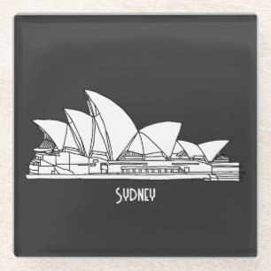 Sydney Opera House Australia drawing souvenir Glass Coaster
