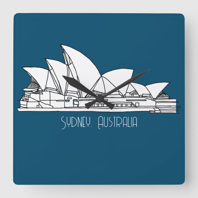 Sydney Opera House Australia drawing souvenir Square Wall Clock (Front)