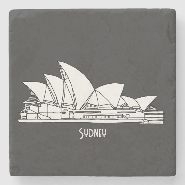 Sydney Opera House Australia drawing souvenir  Stone Coaster (Front)