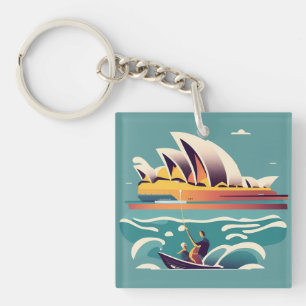 Sydney Opera House Australia painting souvenir Key Ring