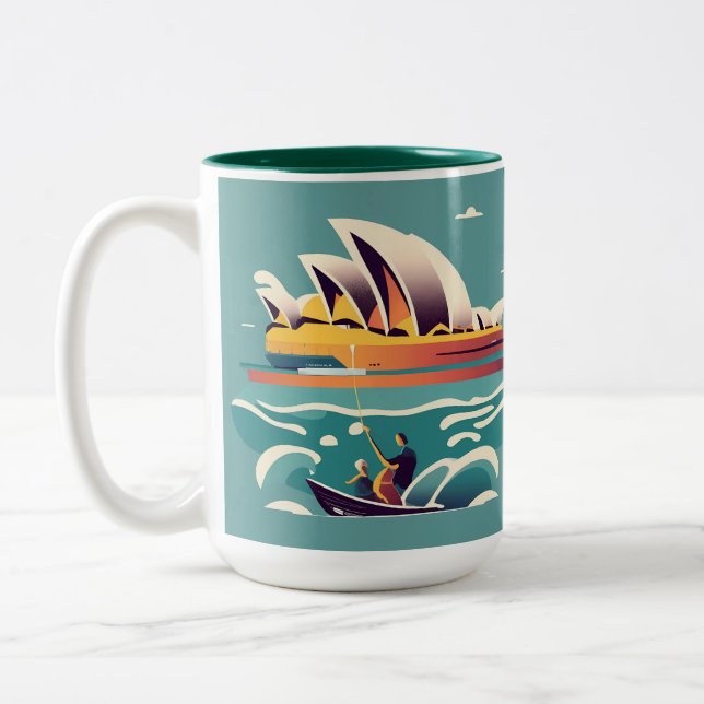 Sydney Opera House Australia painting souvenir Two-Tone Coffee Mug (Left)