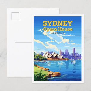 Sydney Opera House Australia Travel Art Vintage Postcard