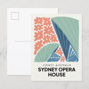 Sydney Opera House Australia travel floral Postcard