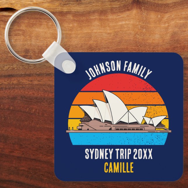 Sydney Opera House Australia Trip Custom Blue Key Ring (Front)